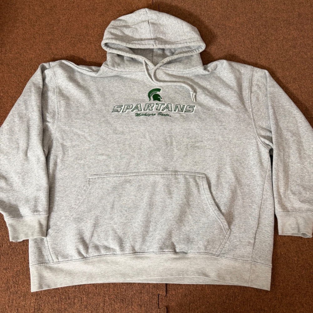 Pro Edge Michigan State Spartans Hoodie Gray Embroidered Mens 2XL MSU Sweatshirt